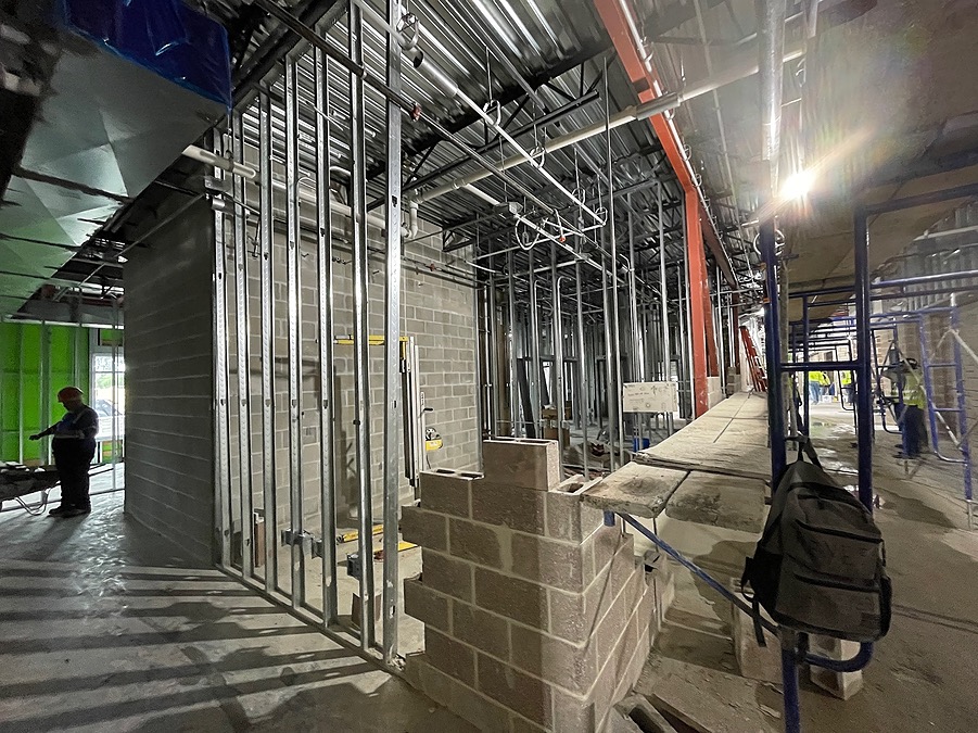 Interior framing layout for commercial building